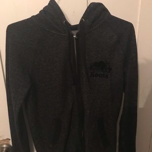Black zip up hoodie.